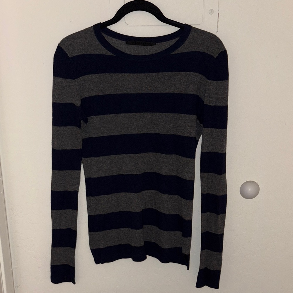 Jenni Kayne Navy and Gray Striped Sweater